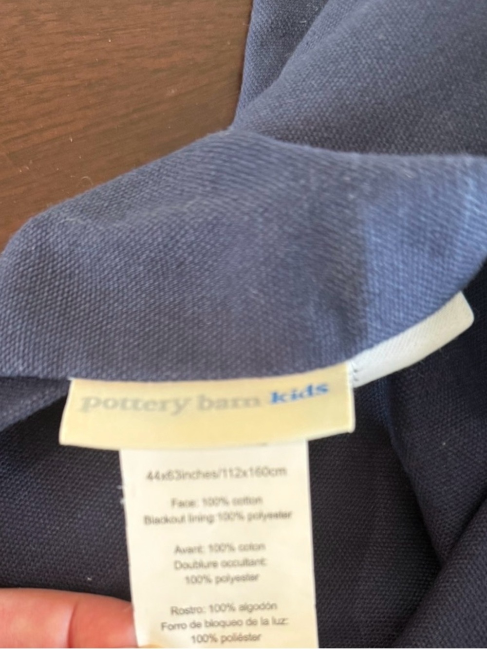 Pottery Barn Kids Navy Blue Drapery Panel